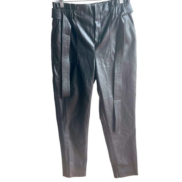 Blank NYC  Black Faux Leather Paper Bag High Waist Pants Belted Size 30 - Picture 4 of 12